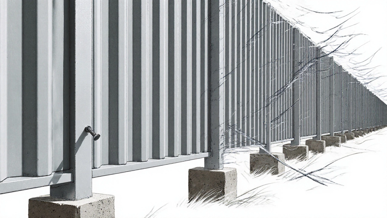 Усиленный профнастил С20 с металлическим каркасом и бетонными опорами в Калининграде.