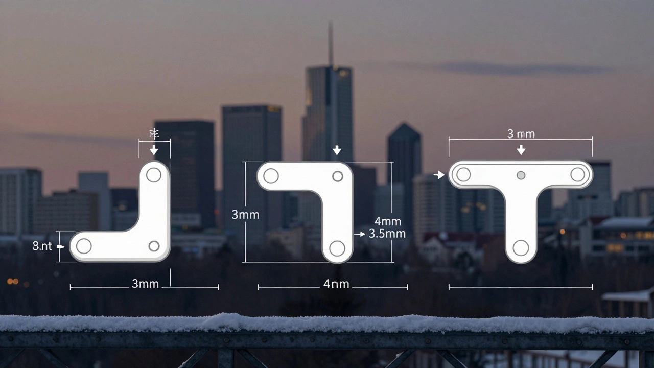 Схема трёх типов сварных соединений с указанием катетов швов.