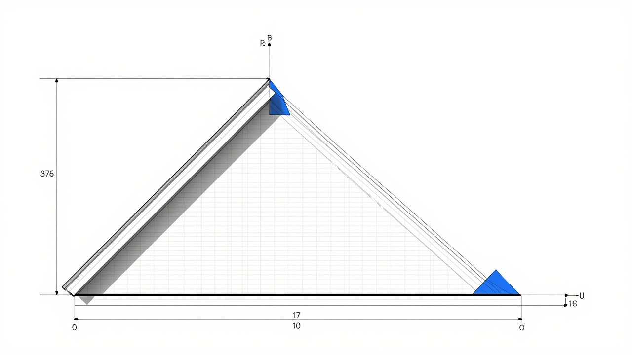 Геометрическая схема расчёта угла наклона крыши треугольником