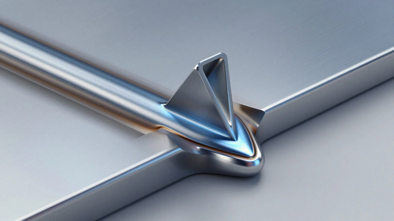 Макросъемка поперечного сечения сварного шва.