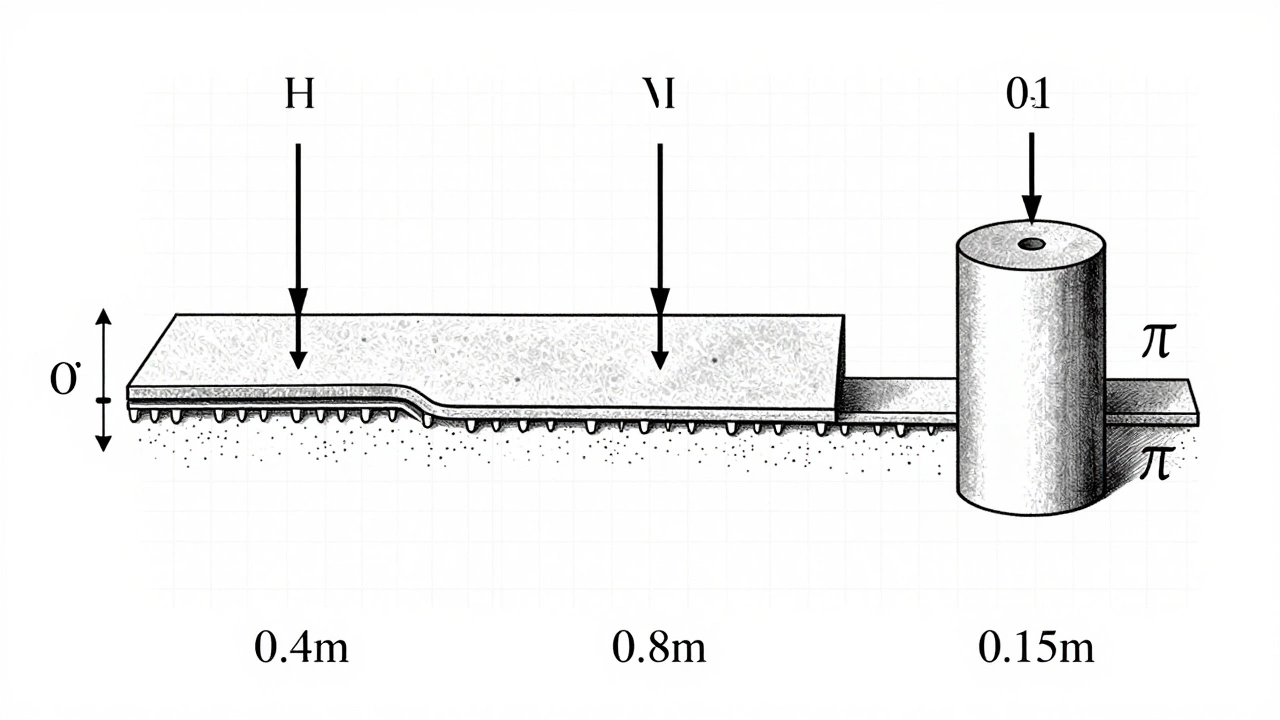 Схема трёх типов фундаментов: ленточного, плитного и столбчатого с указанными размерами в метрах.