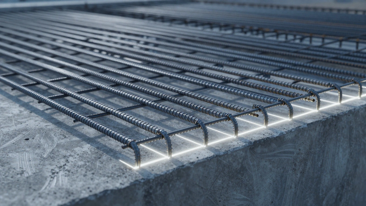 Схема арматурного каркаса из 10-й арматуры внутри бетонной плиты