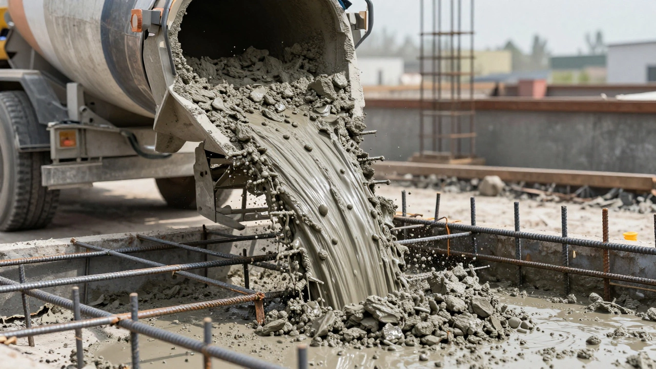 Заливка бетона марки М300 в опалубку с армированием из стальной арматуры